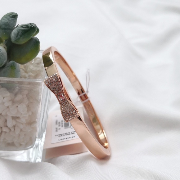 New Kate Spade Ready Set Bow Pave Bow Bangle Rose Gold w/ dust bag O0RU1567 $59 - Picture 1 of 5